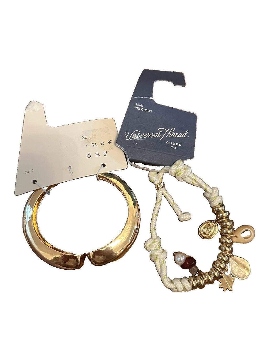 Target Jewelry Lot NWT A New Day Gold Cuff Bracelet Universal Thread Charm Cord